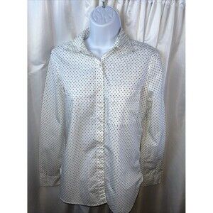 Prince & Fox Women’s White/black Micro Polka Dot Long Sleeve Button Down Shirt S